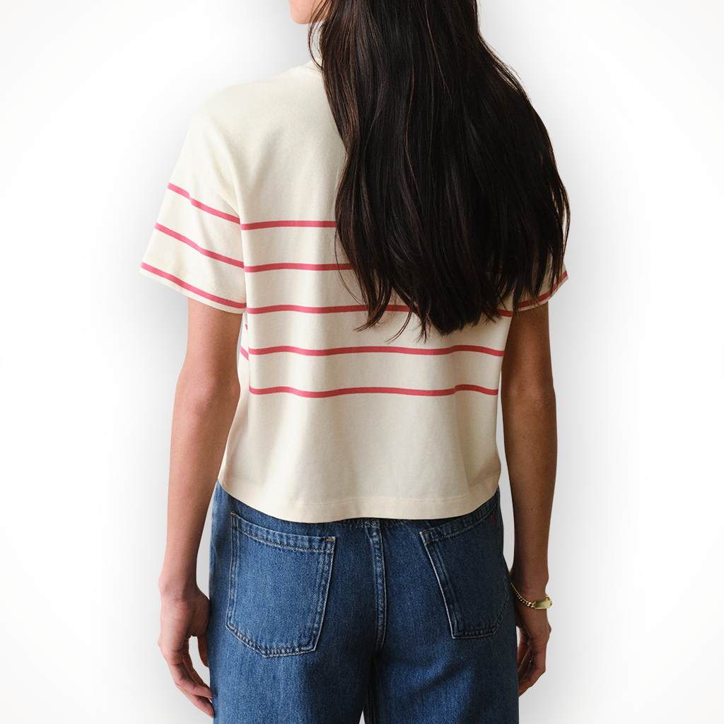 Product image: Marine Layer Luxe Sueded Crew Tee Red W Hite S Tripe Womens 2026 alt2.
