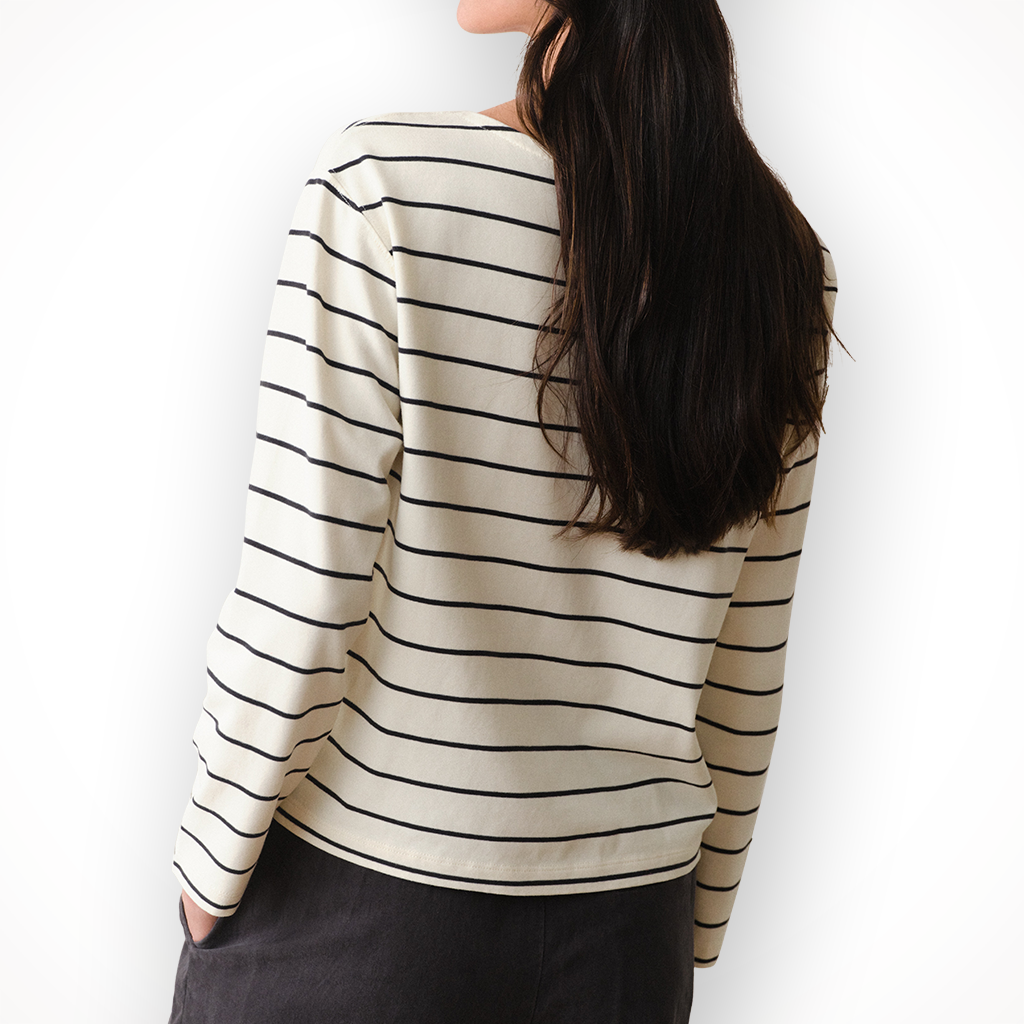 Product image: Marine Layer Luxe Sueded Mariner Tee Black S Tripe Womens 2026 alt2.