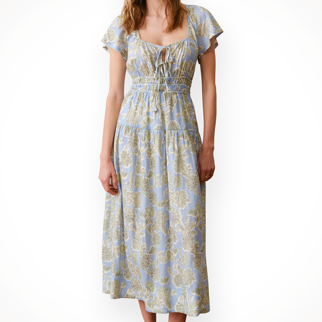 Product image: Marine Layer Skye Midi Dress Blue F Loral womens 2026, shown in primary marketing view.