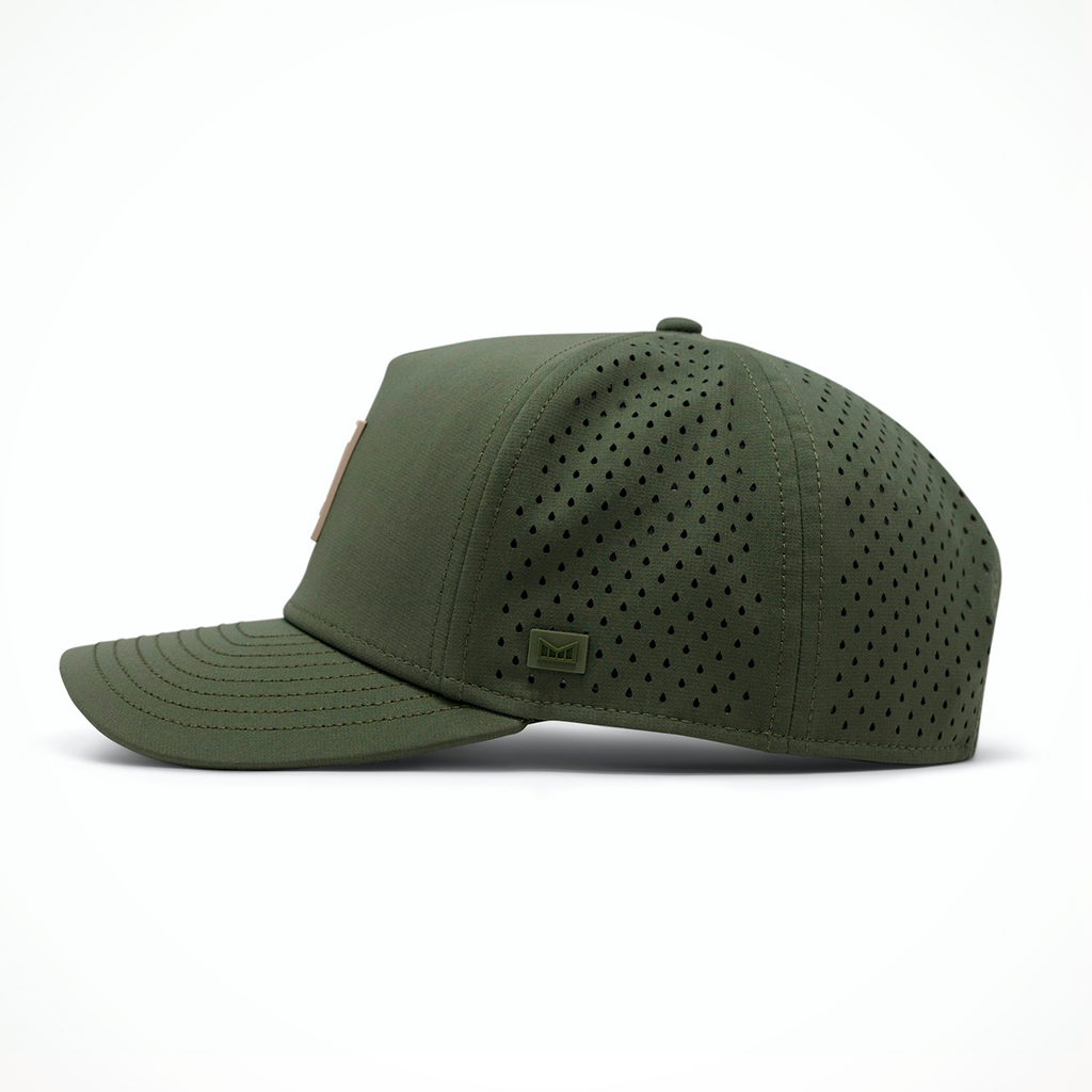 Product image: Melin Odysea Stacked Hydro Canopy Khaki 2025, side profile view.