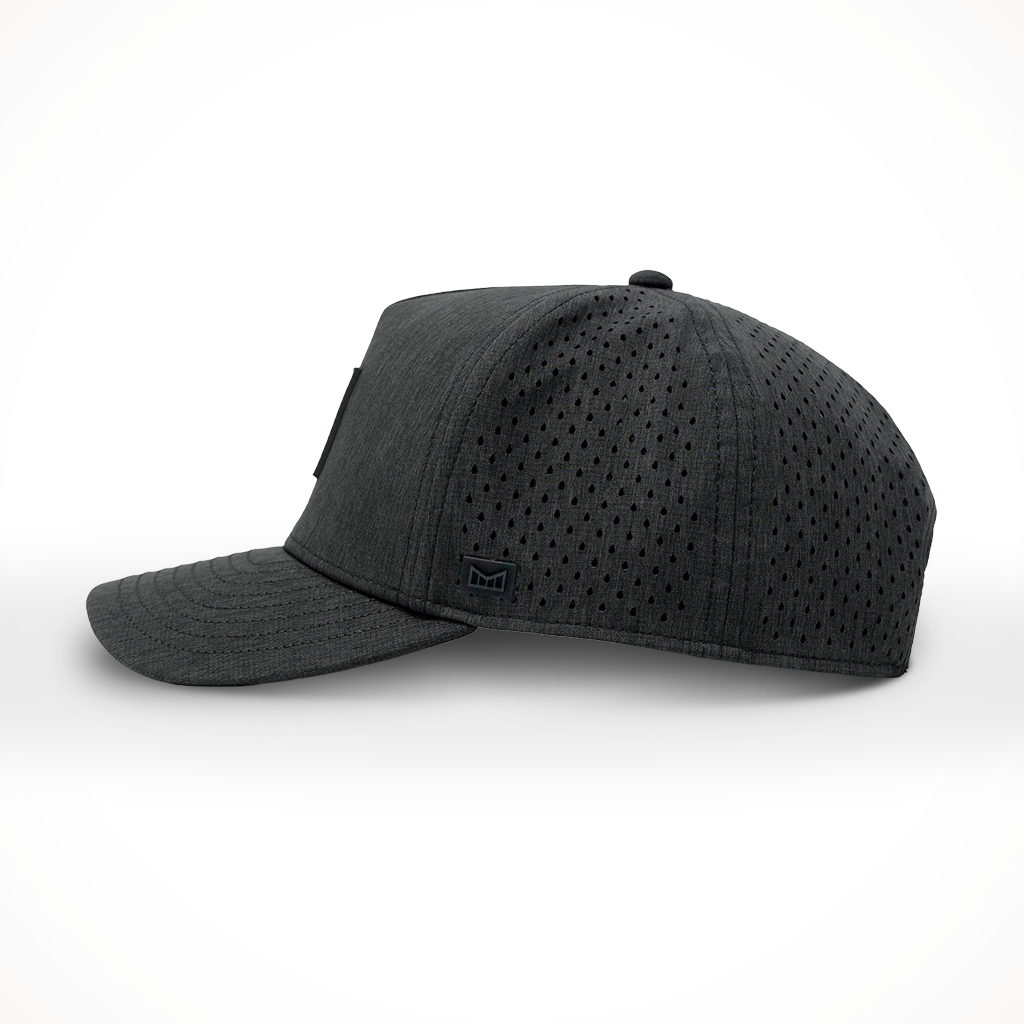 Product image: Melin Odysea Stacked Hydro Heather Charcoal 2025, side profile view.