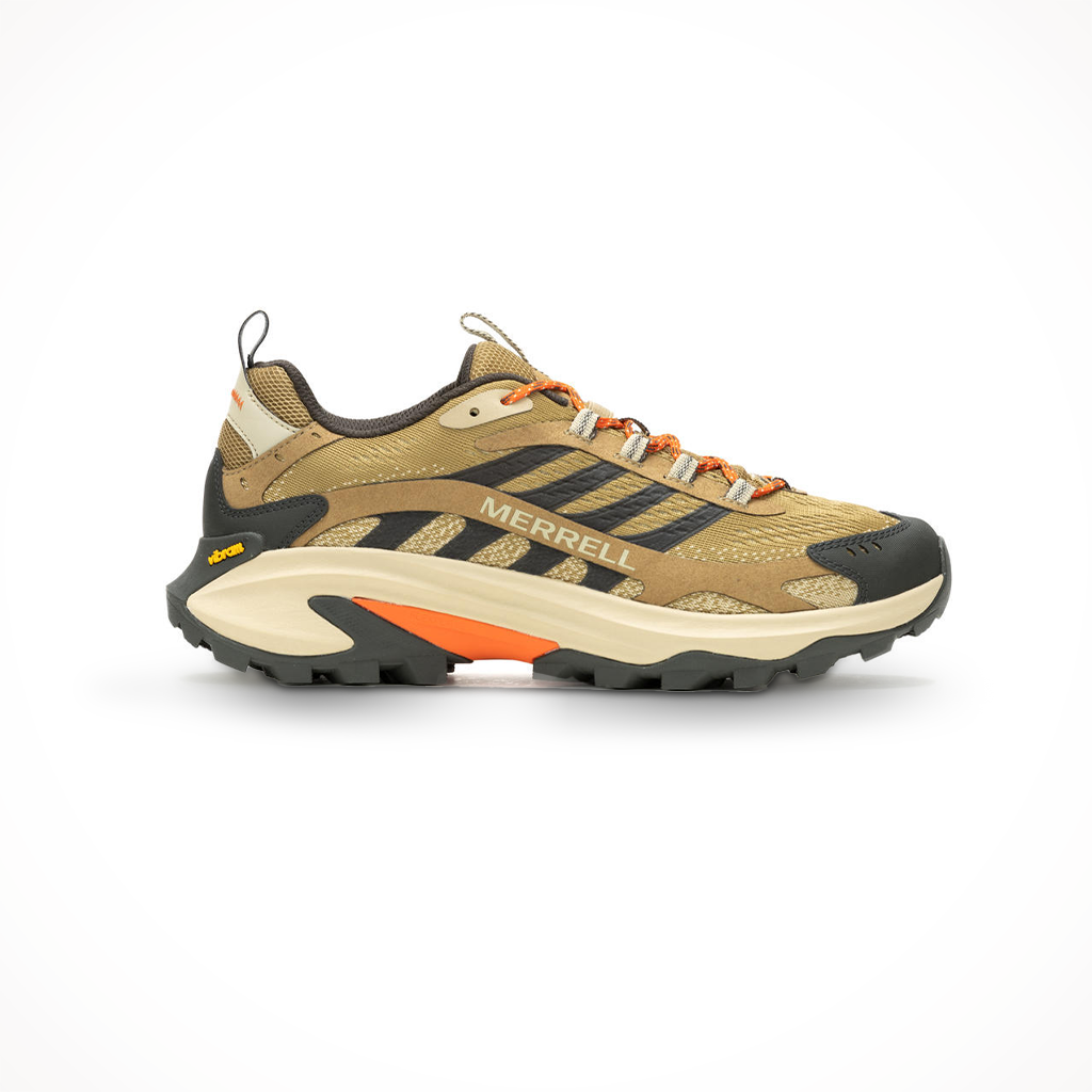 Merrell men's Moab Speed 2 trail running shoe in coyote, shown in primary marketing view.