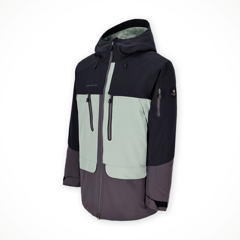Product image: Obermeyer Cirque Jacket Summit Sage mens 2025, shown from a three-quarter angled view.