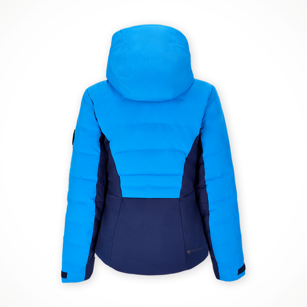 Product image: Obermeyer Cosima Down Jacket Bali Blue W Omens 2025, shown from the back.