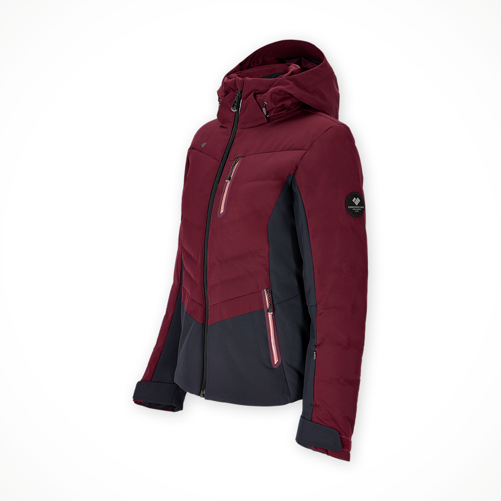Product image: Obermeyer Cosima Down Jacket Cabernet W Omens 2025, shown from a three-quarter angled view.