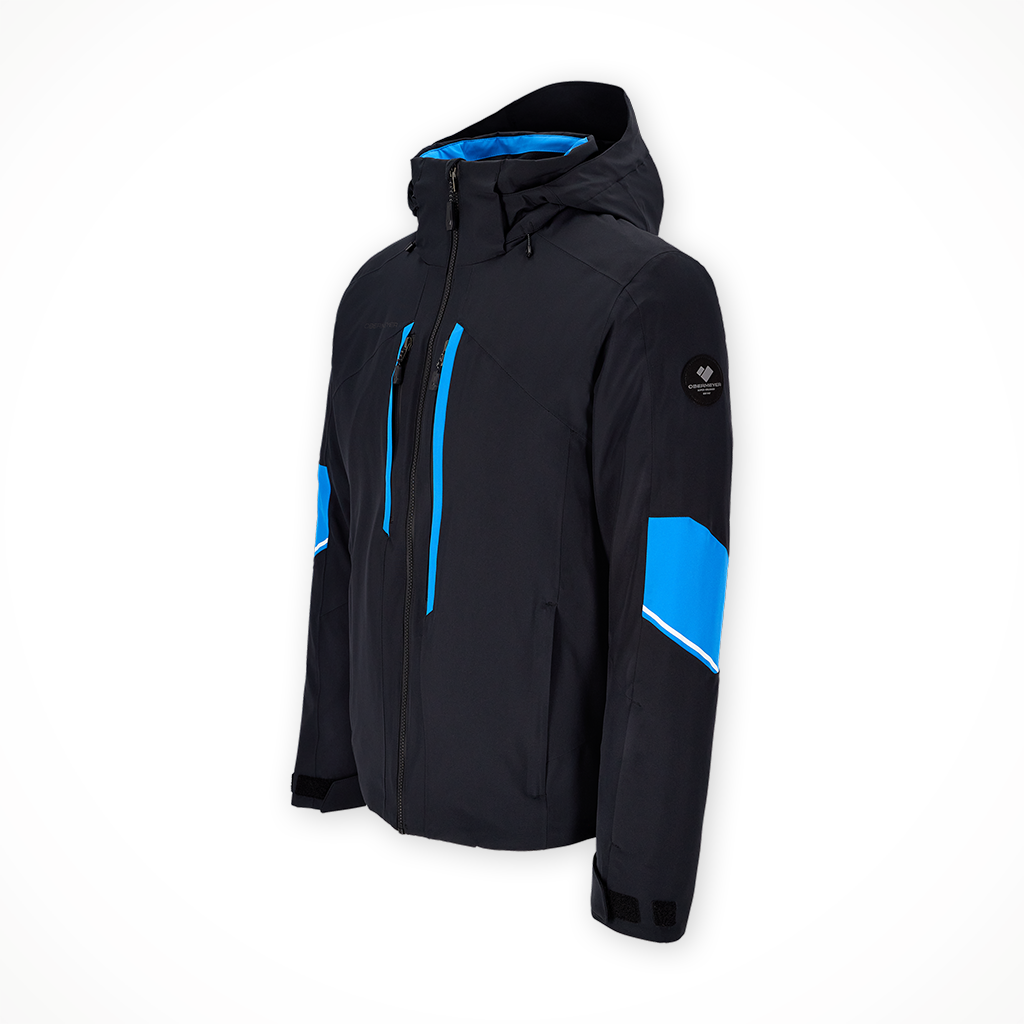 Product image: Obermeyer Fall Line Jacket Black II mens 2025, shown from a three-quarter angled view.