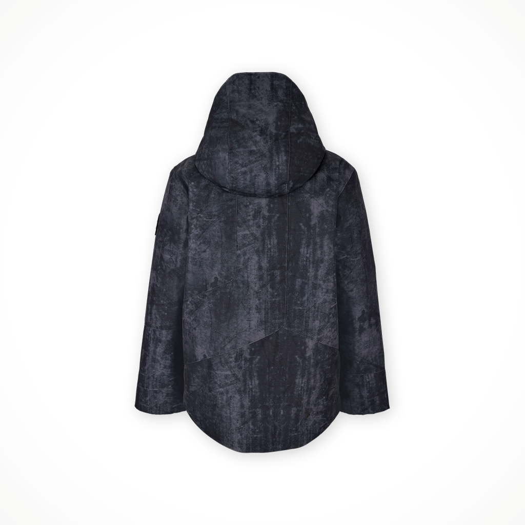 Product image: Obermeyer Gage Jacket Steel Frost Kids 2025, shown from the back.