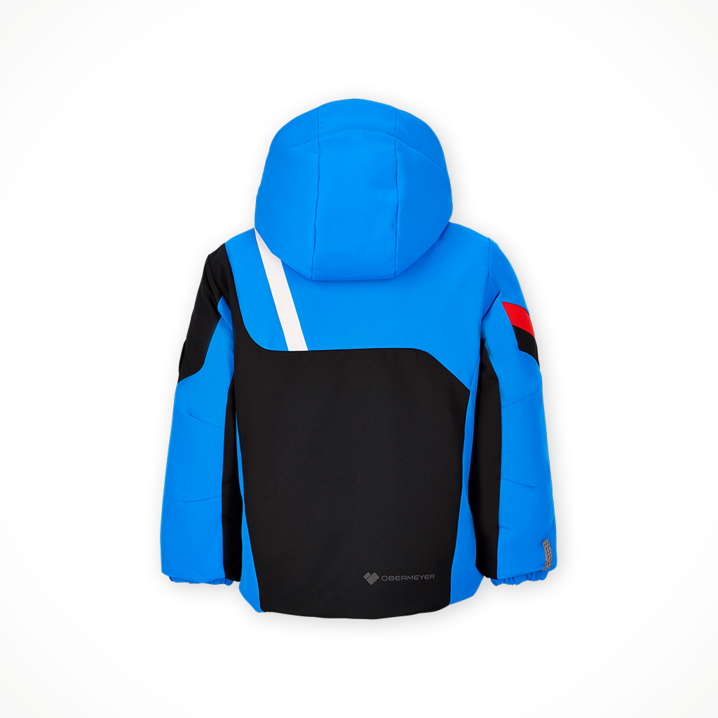 Product image: Obermeyer Super G Jacket Blue Vibes kids 2025, shown from the back.