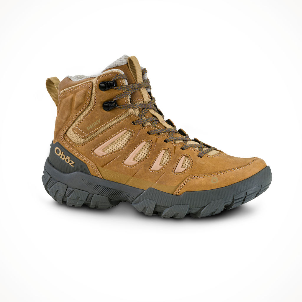 Product image: Oboz Womens Sawtooth X Mid Waterproof Rye, shown from a three-quarter angled view.