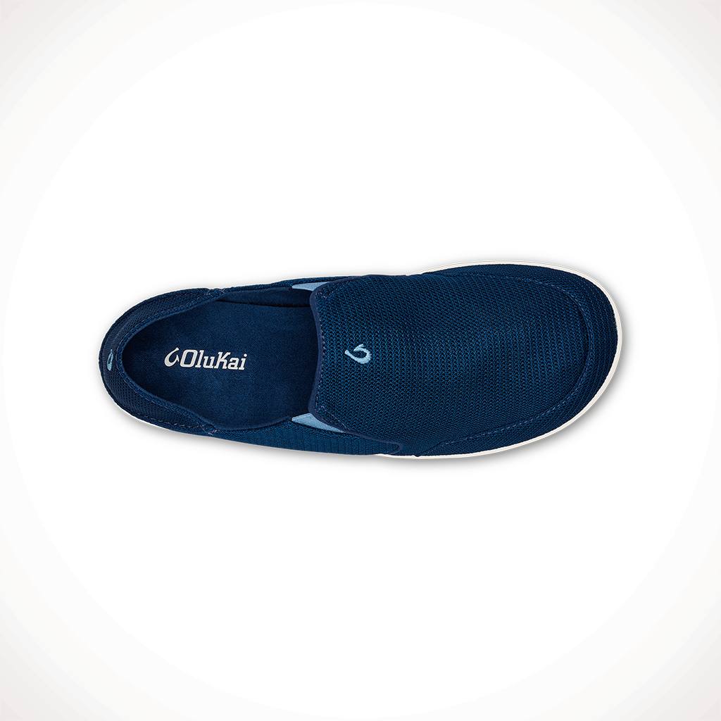 Product image: Olukai Nohea M Esh Moonlite Ocean Blissful Blue Mens 2025, shown from above.