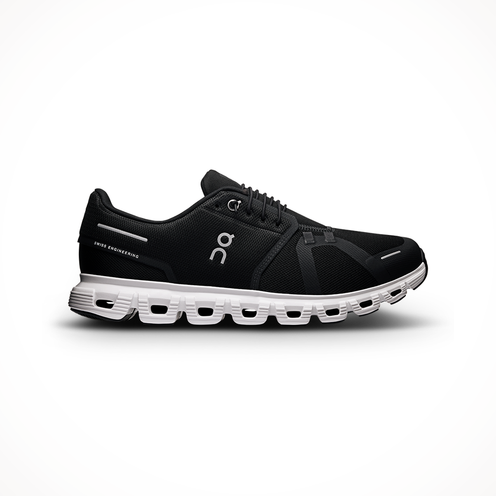 Product image: On Cloud 6 Black White Mens 2025, shown in primary marketing view.