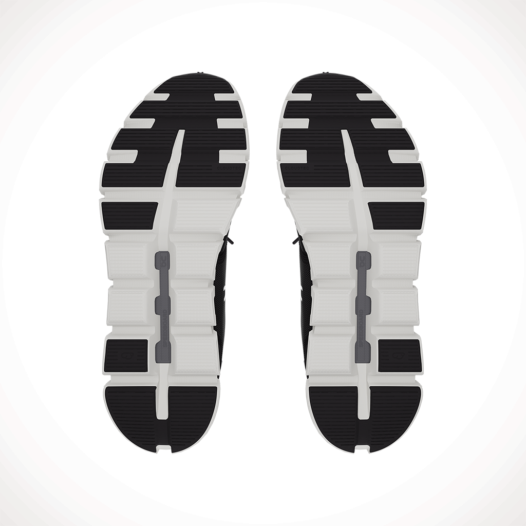 Product image: On Cloud 6 Black White Womens 2025, showing the bottom view.