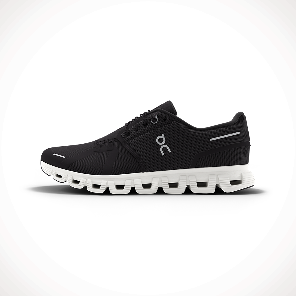 Product image: On Cloud 6 Black White Womens 2025, shown from the left side profile.