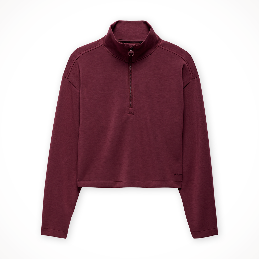 Product image: Prana Shea Half Zip Deep Vino womens 2026, shown in primary marketing view.