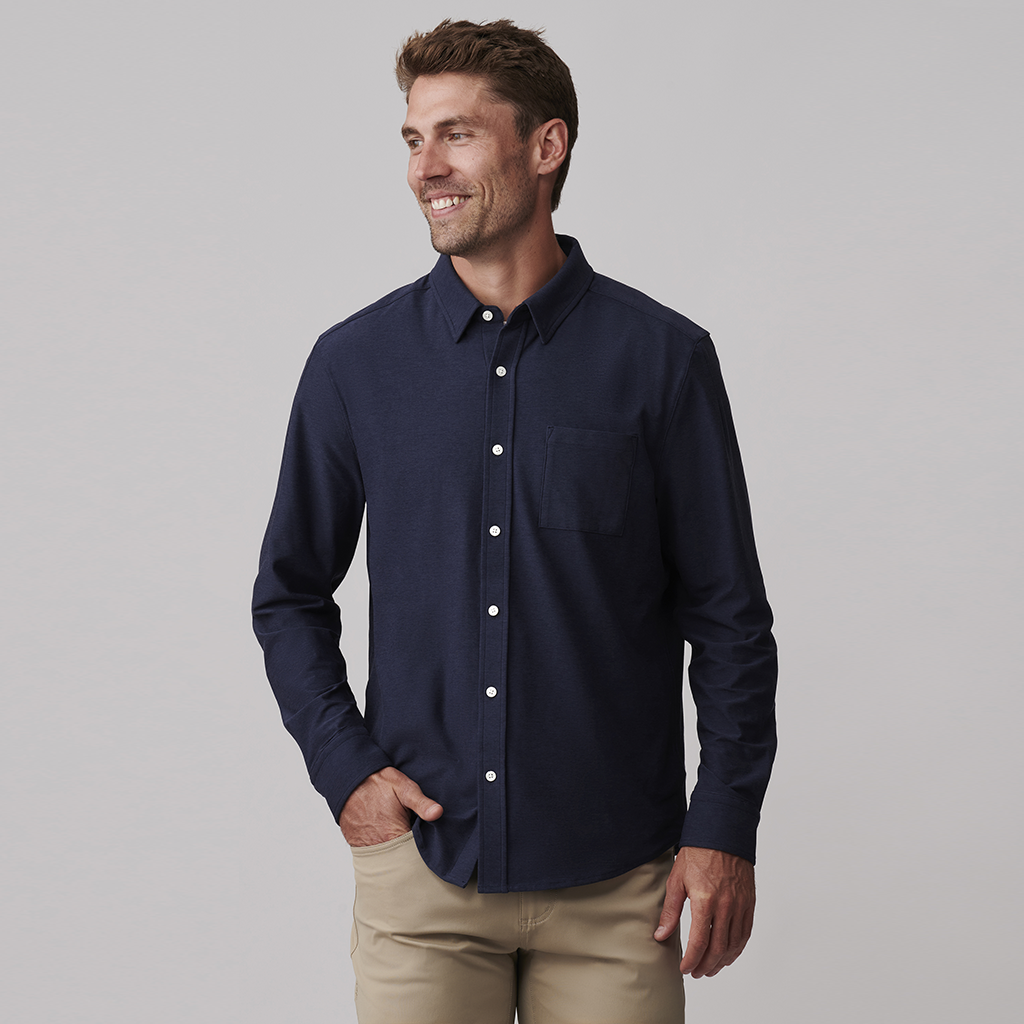 Product image: Rhone WFH Shirt navy mens 2025 Alt1.