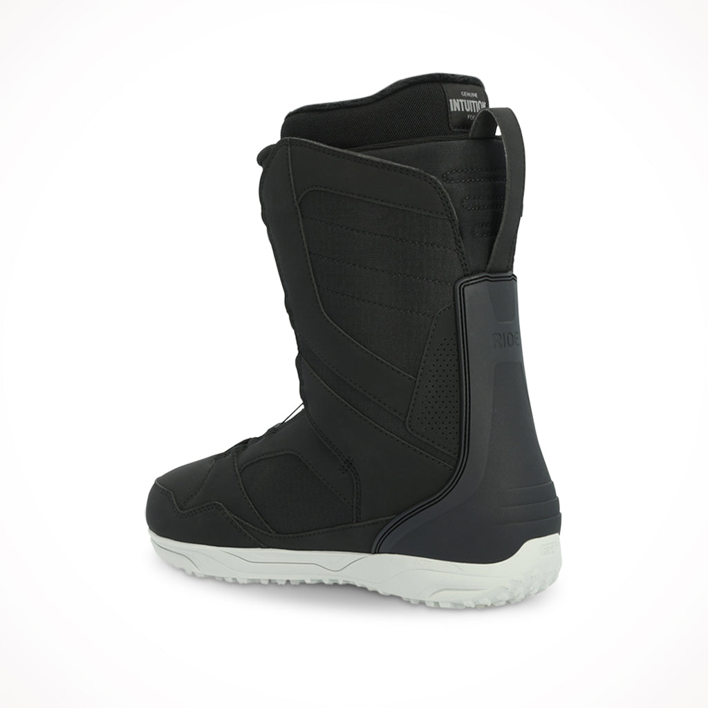 Product image: Ride Anthem Mens Black Snowboard Boots 2024 Rear, side profile view.
