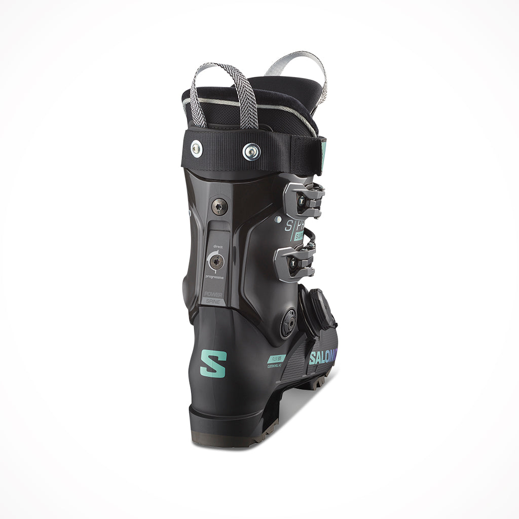 Salomon SPro Supra BOA 95 W GW Black Beluga Spearmint Ski Boots 2024 Rear.jpg