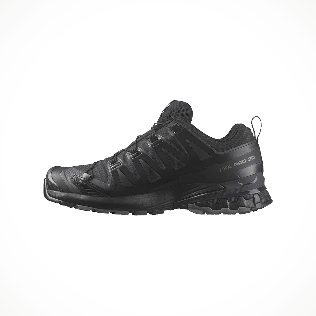 Product image: Salomon XA PRO 3D V9 GTX Black Phantom Pewter mens 2025, shown from the left side profile.