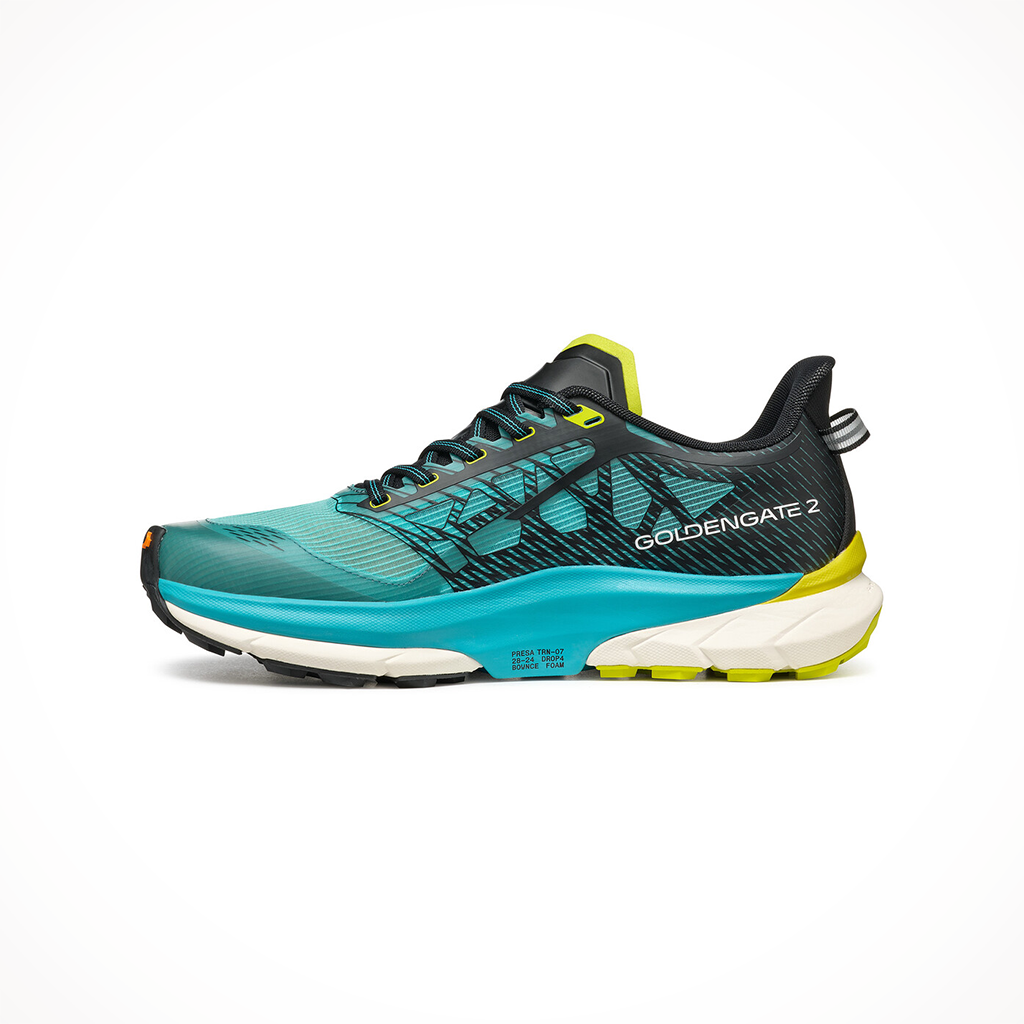 Product image: Scarpa Golden Gate ATR 2 Azure Lime Mens 2024, shown from the left side profile.
