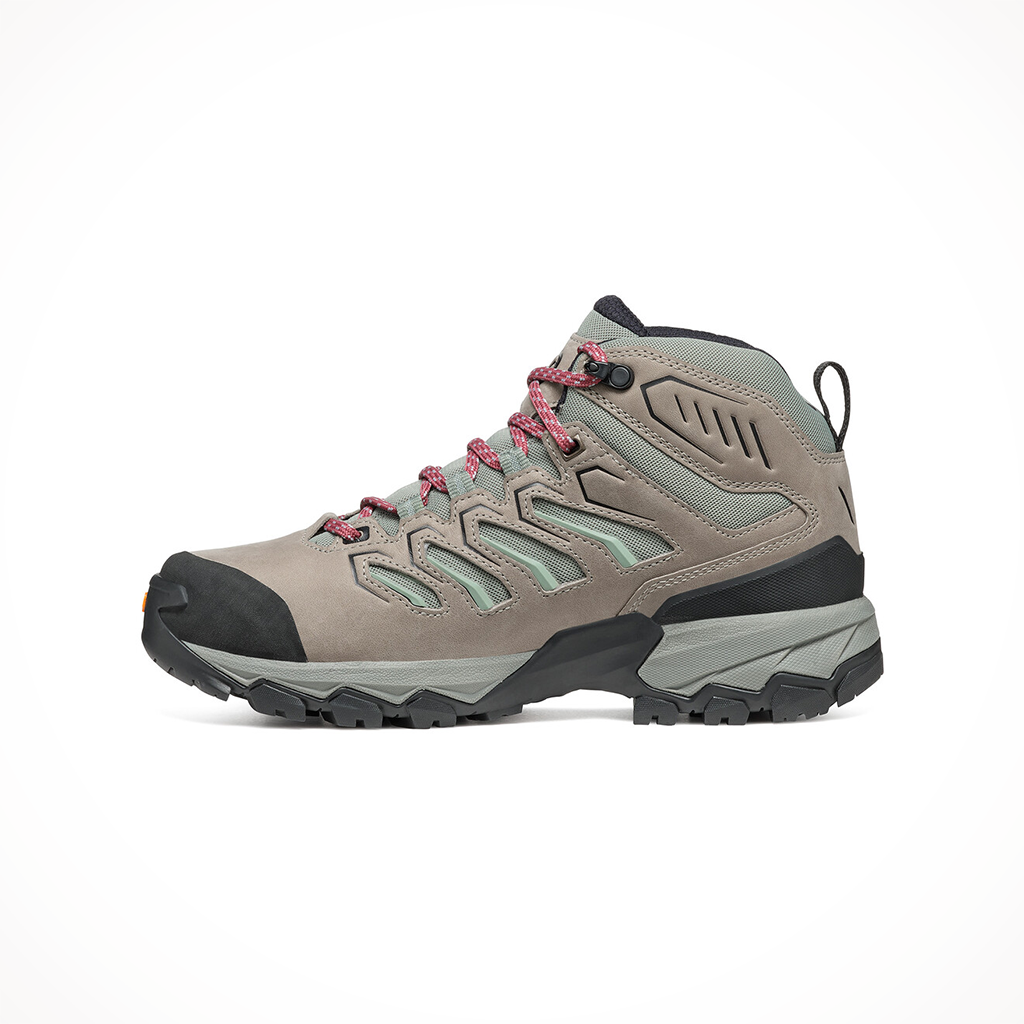 Product image: Scarpa Moraine Mid WP Mineral W Omens 2024, shown from the left side profile.