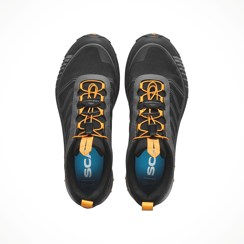 Product image: Scarpa RIBELLERUN 2 GTX Dark Gray Saffron Mens 2025, shown from above.