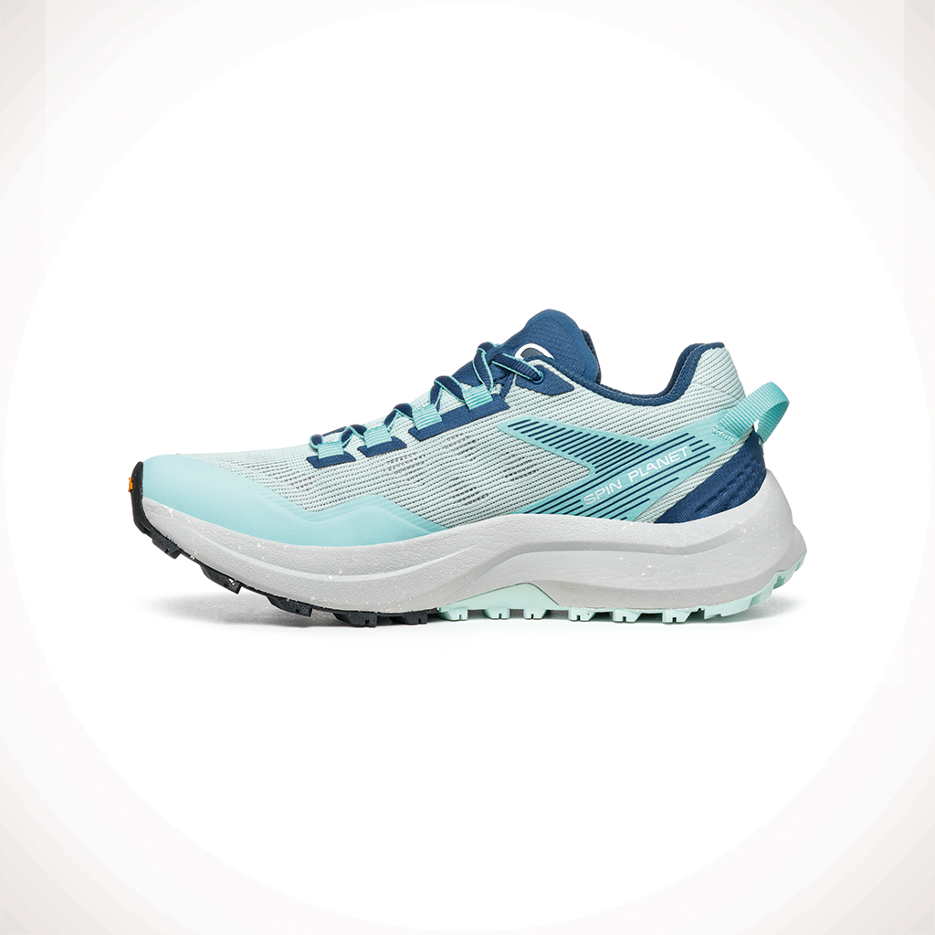 Product image: Scarpa Spin PLANET Aqua Blue Womens 2025, shown from the left side profile.