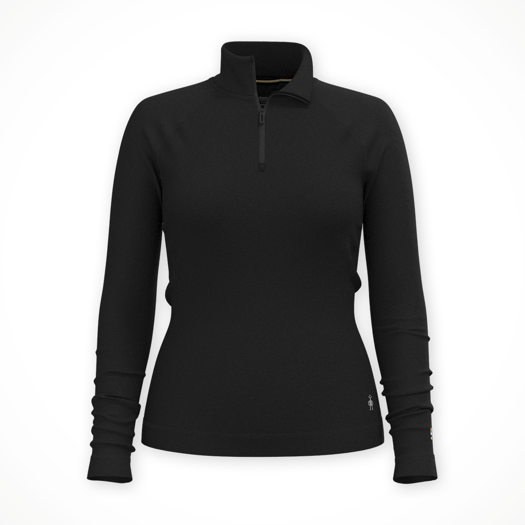Product image: Smartwool Clsc therm mer q zip blk wom 25, shown in primary marketing view.