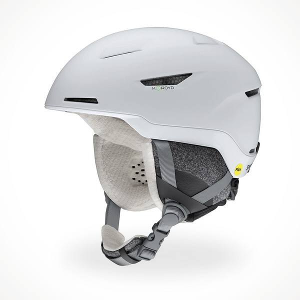 black snowboard helmet white goggles Smith Vida Helmet