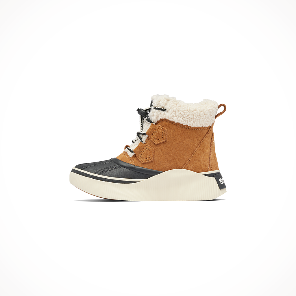 Product image: Sorel Out N About IV Chillz WP Taffy Black Kids 2024, shown from the left side profile.