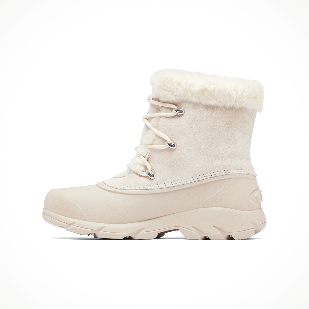 Product image: Sorel Snow Angel Chalk White womens 2025, shown from the left side profile.
