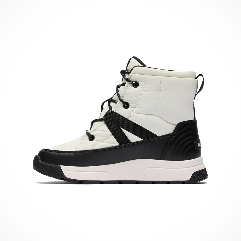 Product image: Sorel Whitney III Mid WP Sea Salt Black womens 2025, shown from the left side profile.