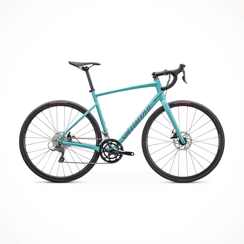 Product image: Specialized Allez E5 Gloss Lagoon Blue Cool Grey Blaze Men s 2024, shown in primary marketing view.