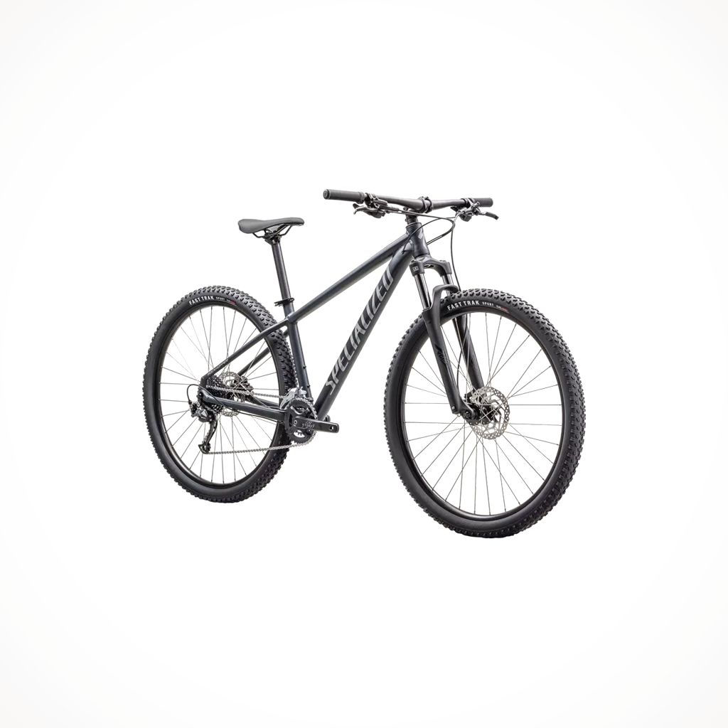 Product image: Specialized ROCKHOPPER BASE Satin S Late Cool Grey 2025, shown from a three-quarter angled view.
