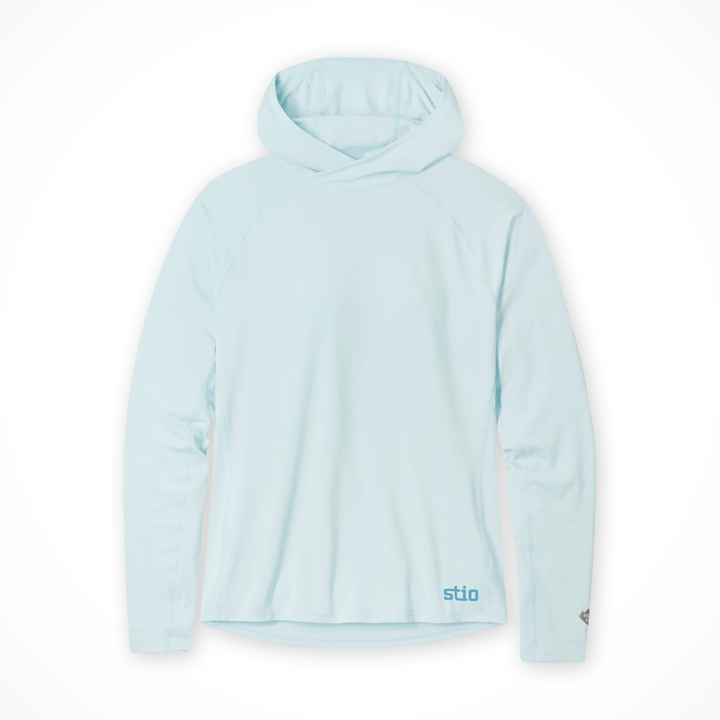 Product image: Stio Hylas Hooded Pullover Windchill womens 2026, shown in primary marketing view.