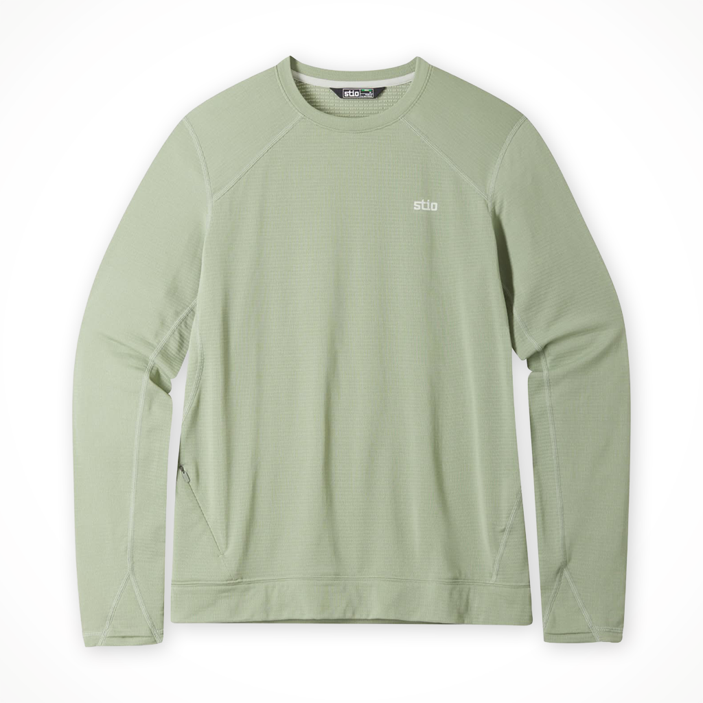 Product image: Stio Trax Power Grid Crew Sage Flats Mens 2026, shown in primary marketing view.