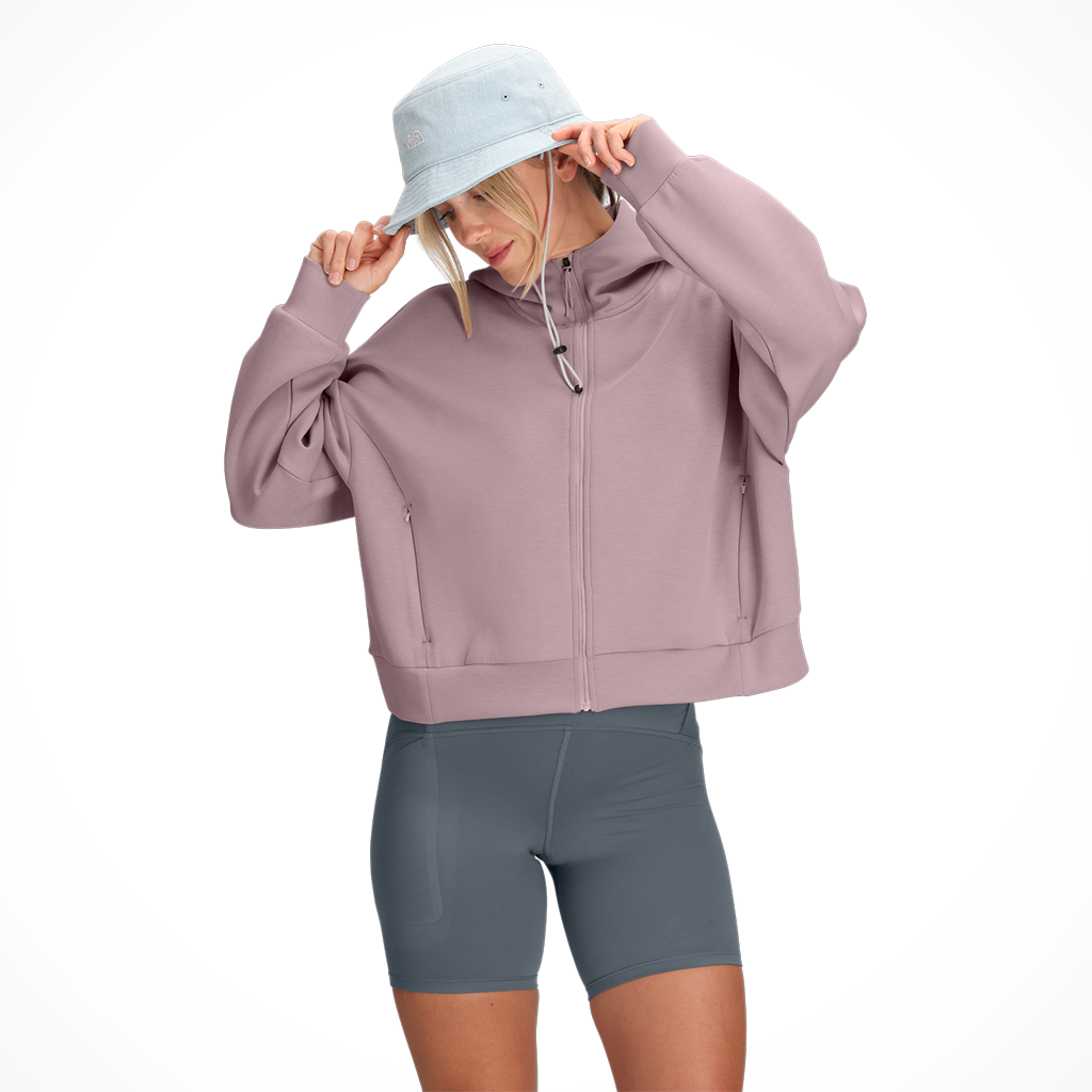 Product image: TNF Jaida Full Zip Hooded Jacket Metal Pink Womens 2026 Alt1.