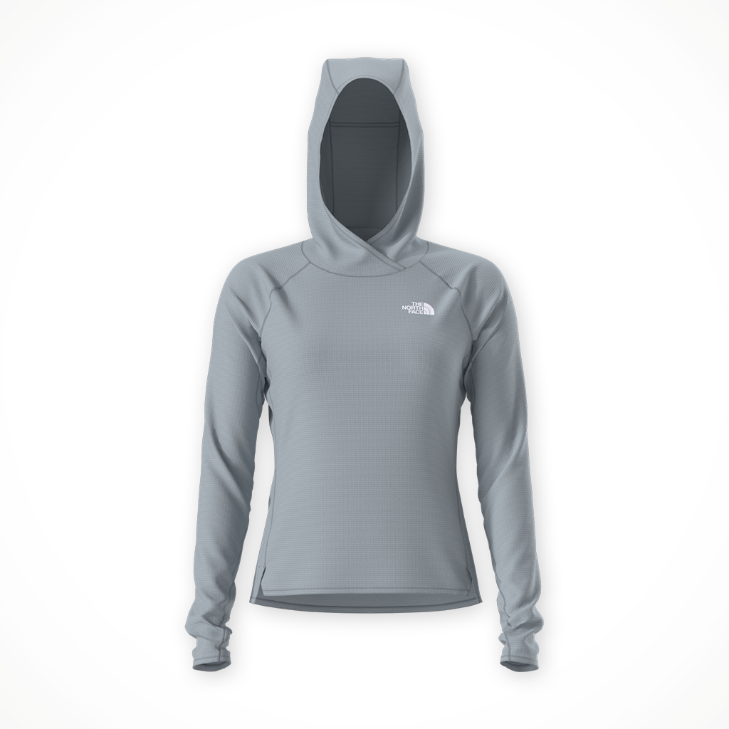 Product image: TNF Sunriser Hoodie Frost Grey Womens 2026, shown in primary marketing view.
