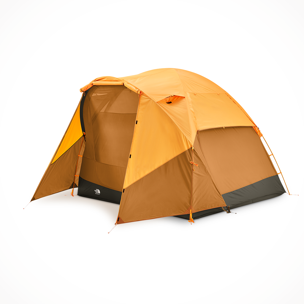 Camping Tents The North Face Wawona 4 Light Exuberance Orange Fly Open