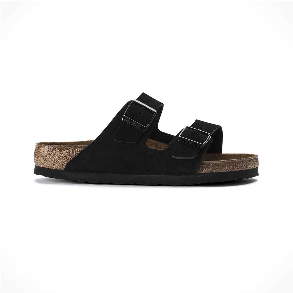 Birkenstock arizona black hot sale leather soft footbed