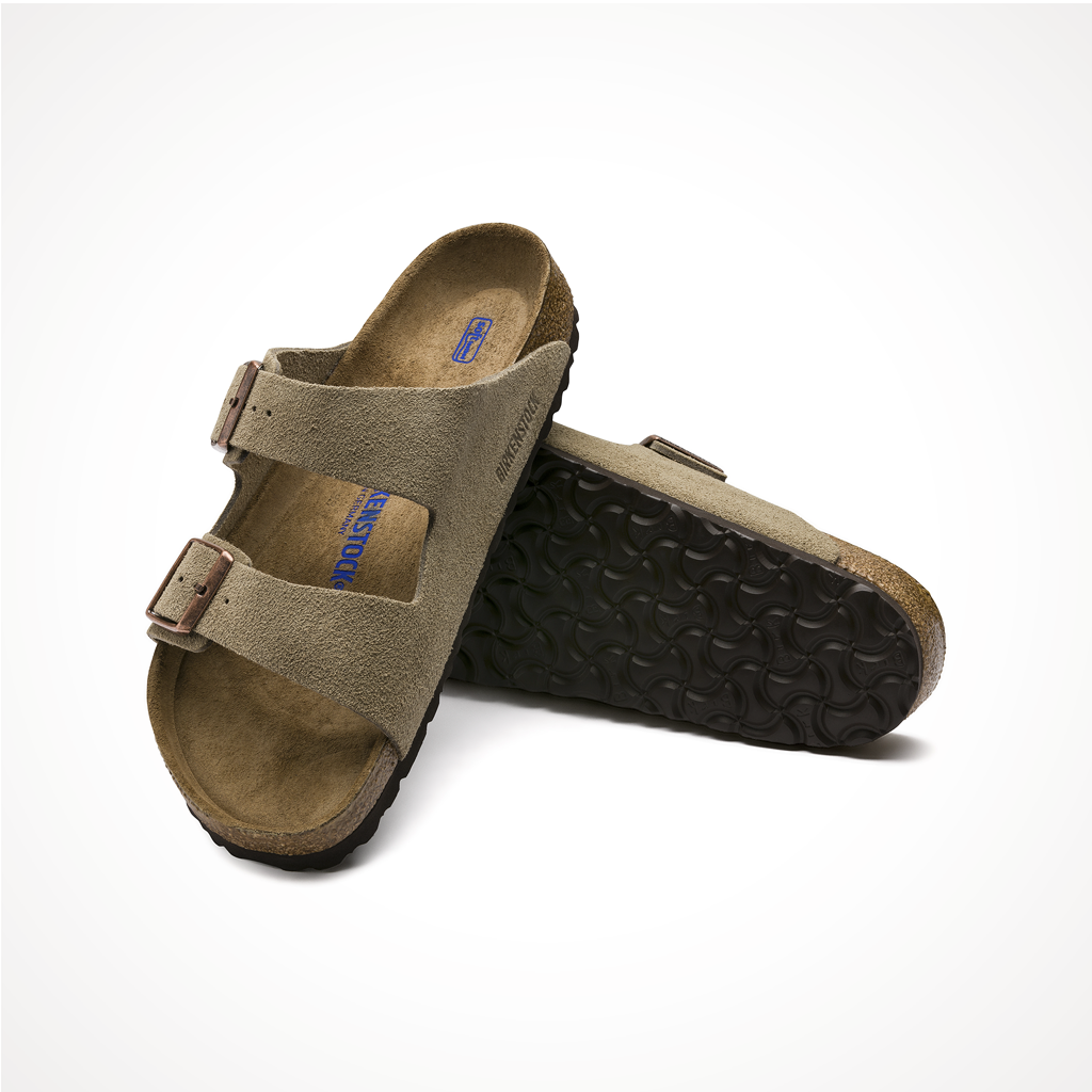 Footwear Birkenstock Womens Arizona Soft Footbed Suede Leather Taupe Iso 2