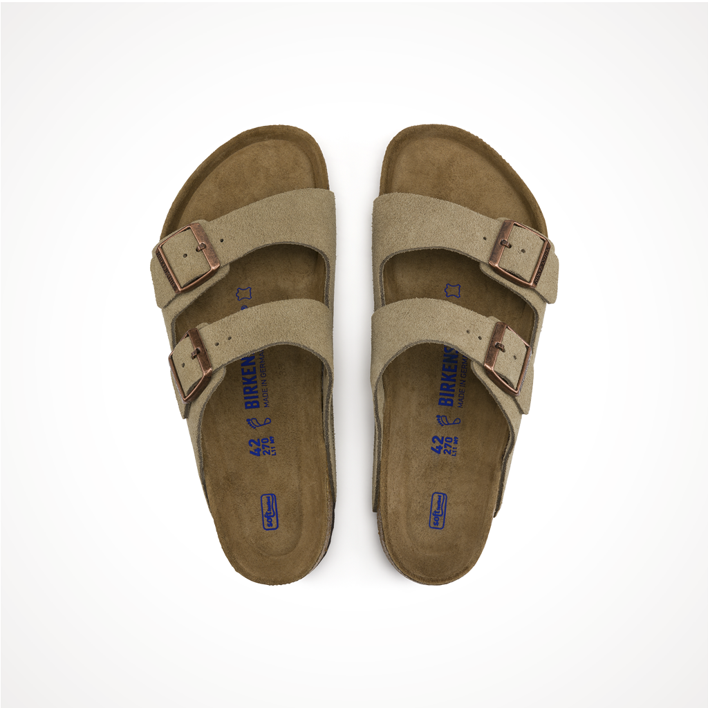 Footwear Birkenstock Womens Arizona Soft Footbed Suede Leather Taupe Top