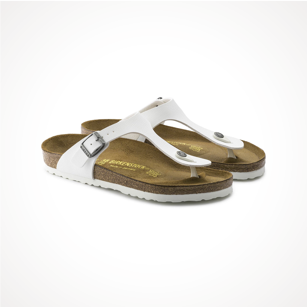 Footwear Birkenstock Womens Gizeh Birko Flor White Iso edc25df6 0acb 4ba7 abc0 b6127d556895