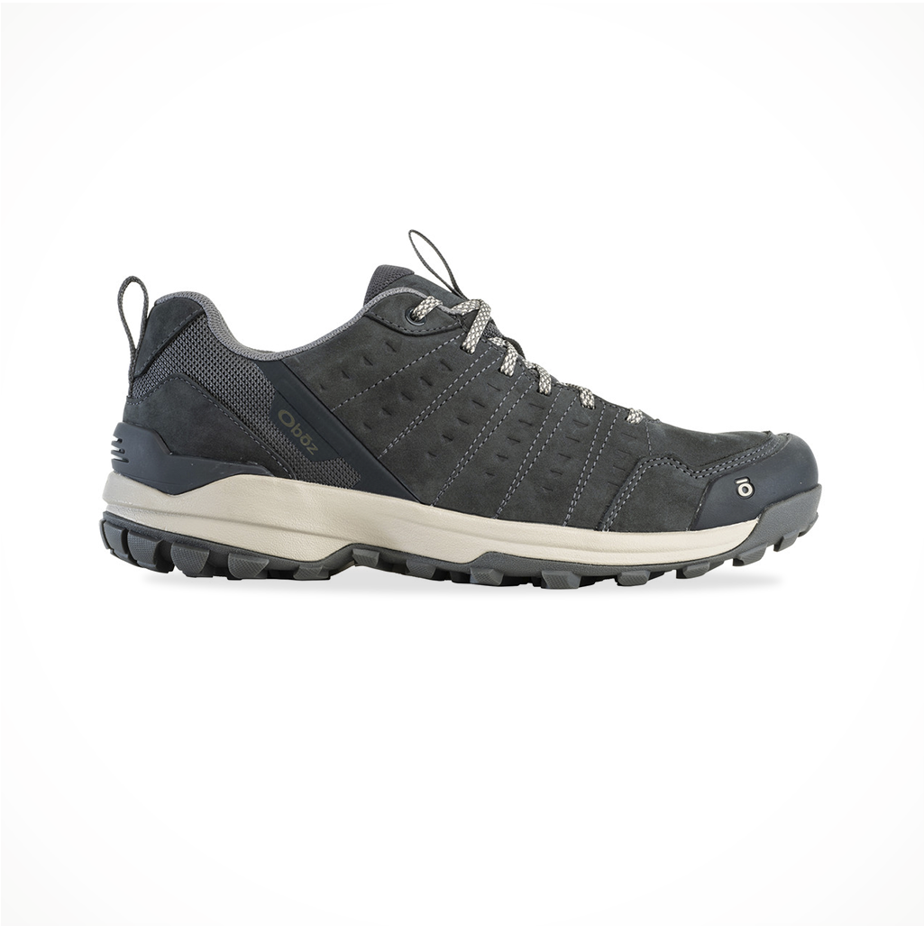 Footwear Oboz Mens Sypes Low Leather Waterproof Lava Rock Side