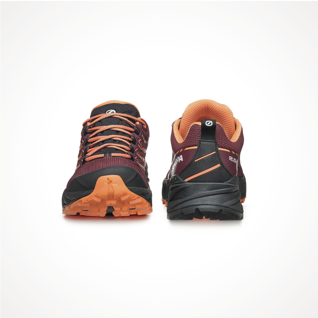 Footwear Scarpa Womens Rush 2 GTX Burgundy Dusty Orange Heel Toe
