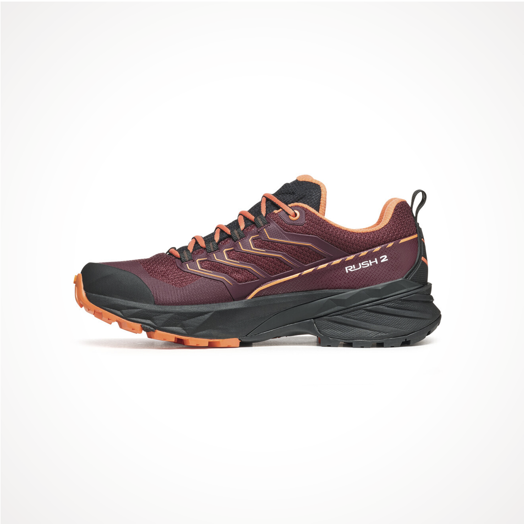 Footwear Scarpa Womens Rush 2 GTX Burgundy Dusty Orange Side 2