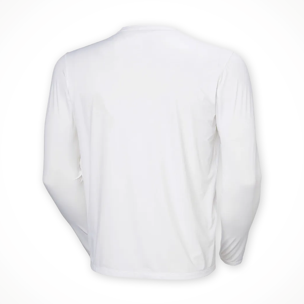 Product image: Helly Hansen Shine Solen LS Crew white mens 2026, shown from the back.
