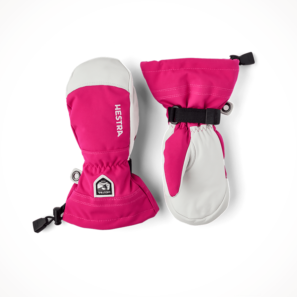 Product image: Hestra Army Leather Heli Ski Mitt Fuchsia Kids 2024, shown in primary marketing view.