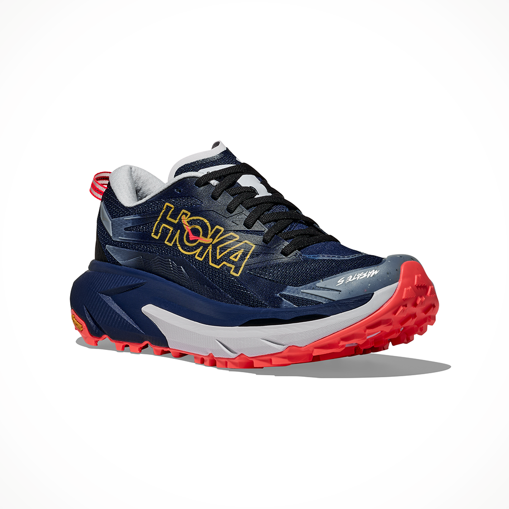 Product image: Hoka Mafate 5 Midnight Blue Starlight G Low Womens 2026, shown from a three-quarter angled view.