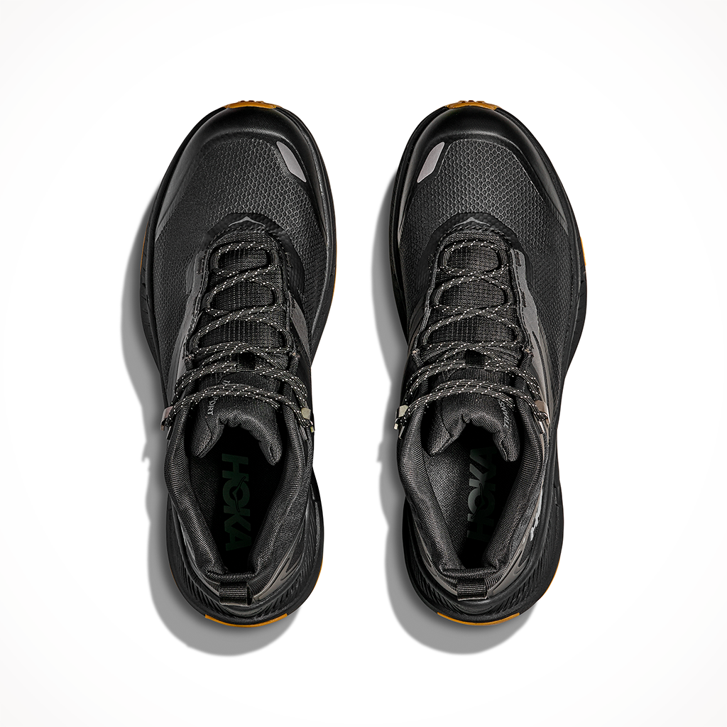 Product image: Hoka Transport Hike GTX Black Black Mens 2025, shown from above.