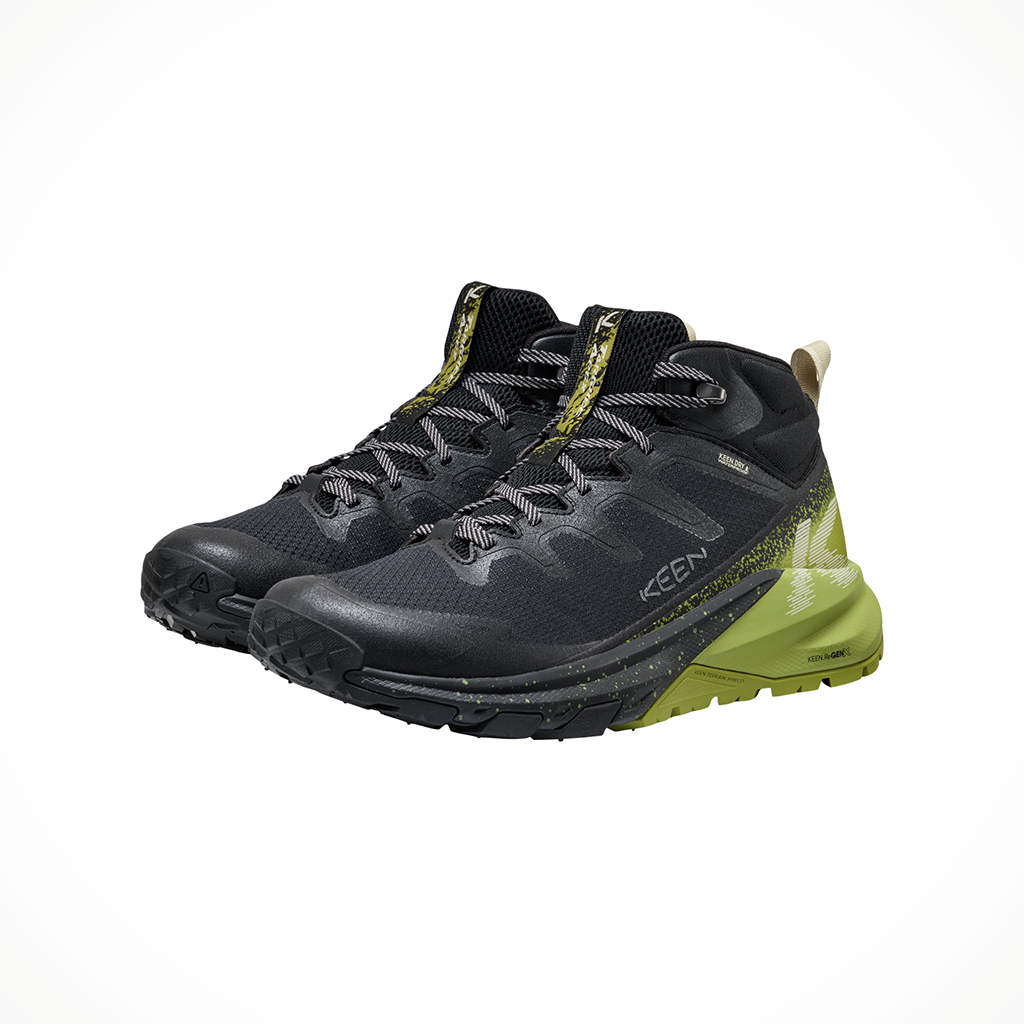 Product image: Keen Targhee Apex Mid WP black Golden Cypress mens 2026, shown as a pair.